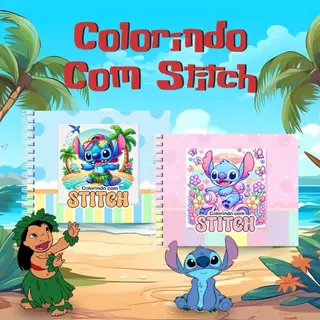 Caderno Livro de Colorir personagem STITCH Capa Dura 50 folhas 180 g coloring book envio imediato em Oferta na Shopee