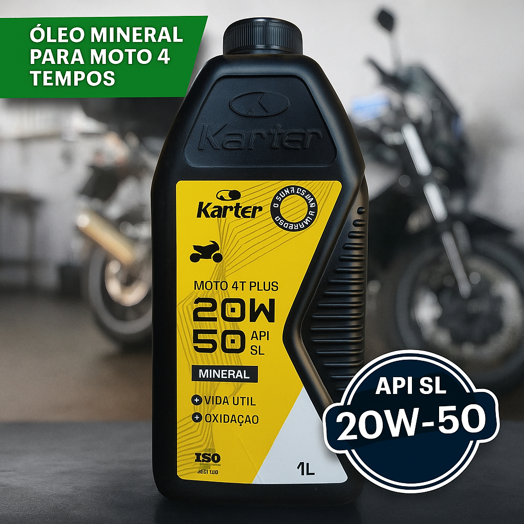 Karter Moto 4T Plus 20W‑50 API SL 1 L – Óleo Mineral para Motor de Moto ...