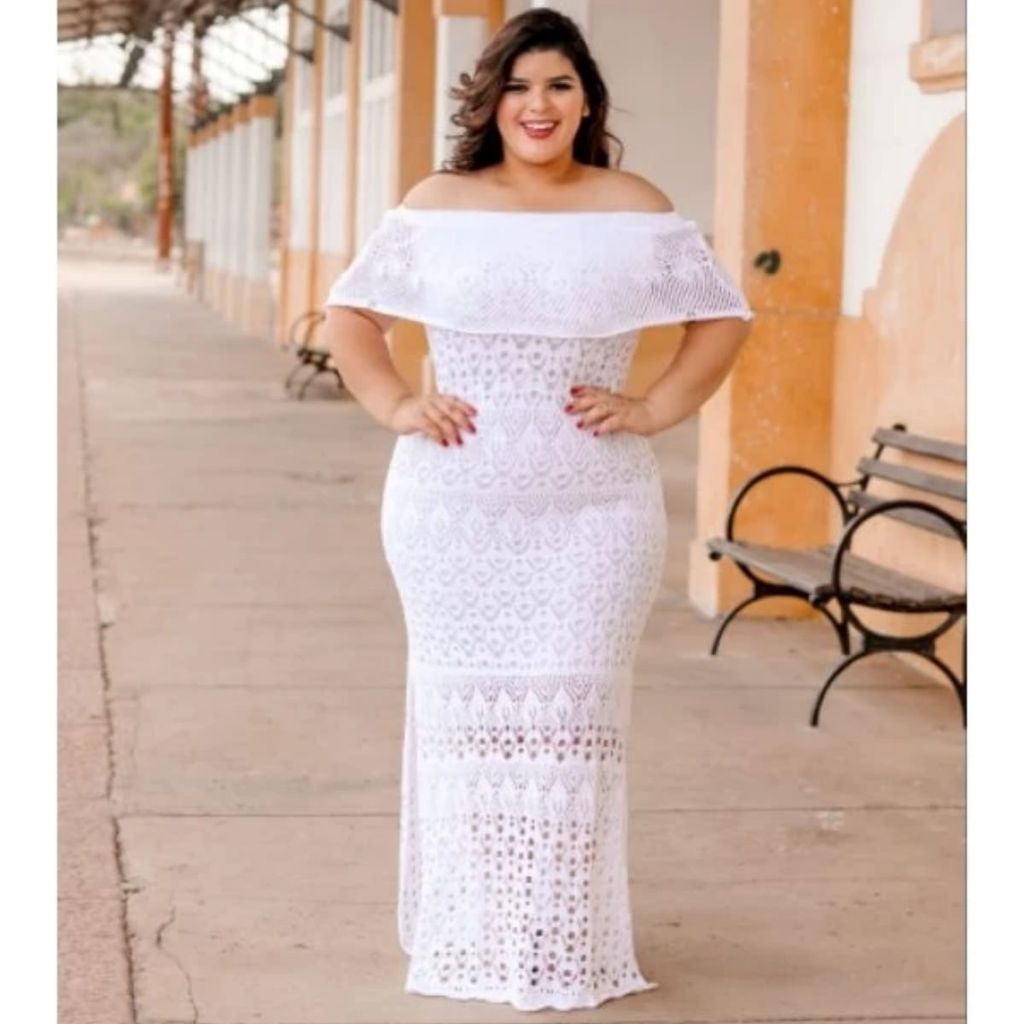 Off White Vestido Tricot Plus Size Festa Longo Plus Size Vestido Ombro A  Ombro Preto Longo, image size:1024x1024