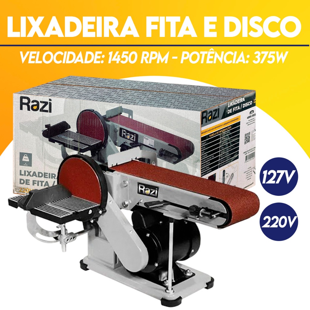 LIXADEIRA FITA/DISCO - 220V RZ-LFDB914M2 375W RAZI | Shopee Brasil