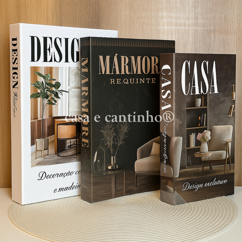 Kit 3 Caixas Livro Decorativo Porta Objetos Decoração Casa Sala ...