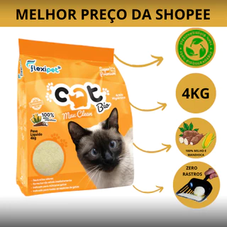 Areia Higiênica Biodegradável Catbio 16 Kg (4 pacotes de 4 kg) - Max Clean - Grãos Finos - El Gato Gaton