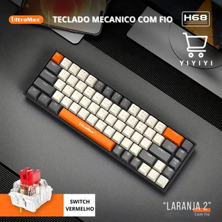 Teclado Gamer/ Escritório Com Fio RGB LED Iluminado Com 68 Teclados Mecânicos