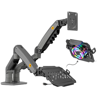 Suporte Articulado Duplo para Monitor e Notebook Braço Pistão a Gás F160 com Bandeja NBH-8 RGB