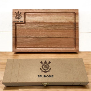 Kit Tábua de Corte Para Churrasco Com Estojo Faca e Amolador Personalizado Presente