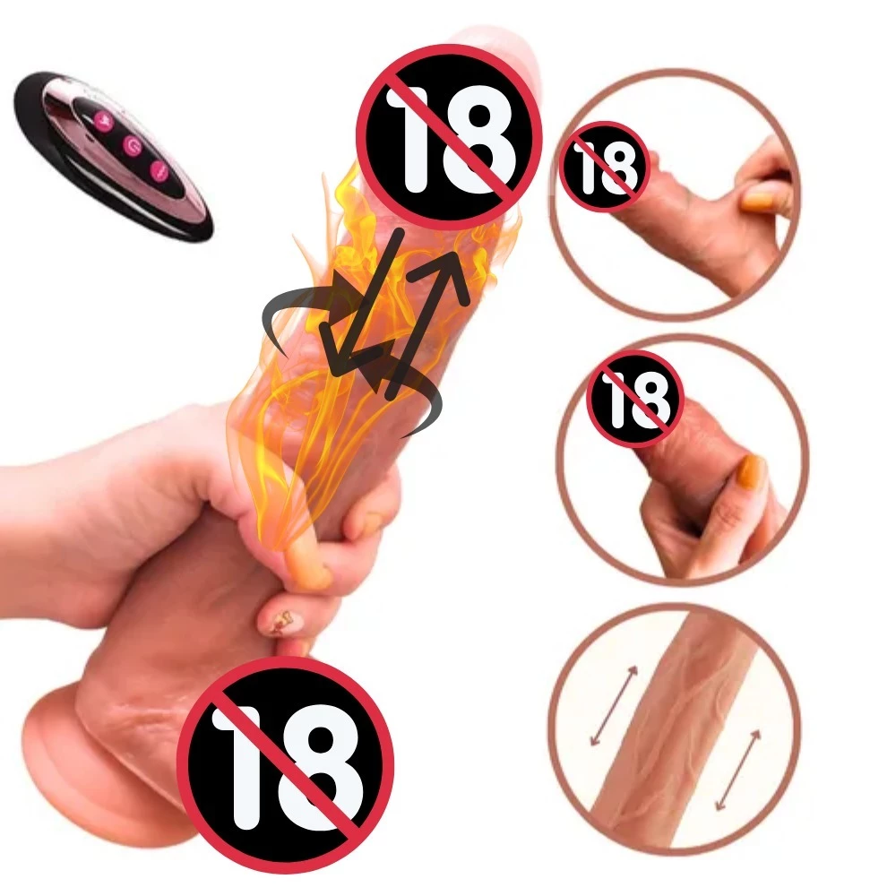 Pênis Realístico em Silicone Líquido com Vai Vem Aquecimento Protese Dildo Vibrador Vibro Controle