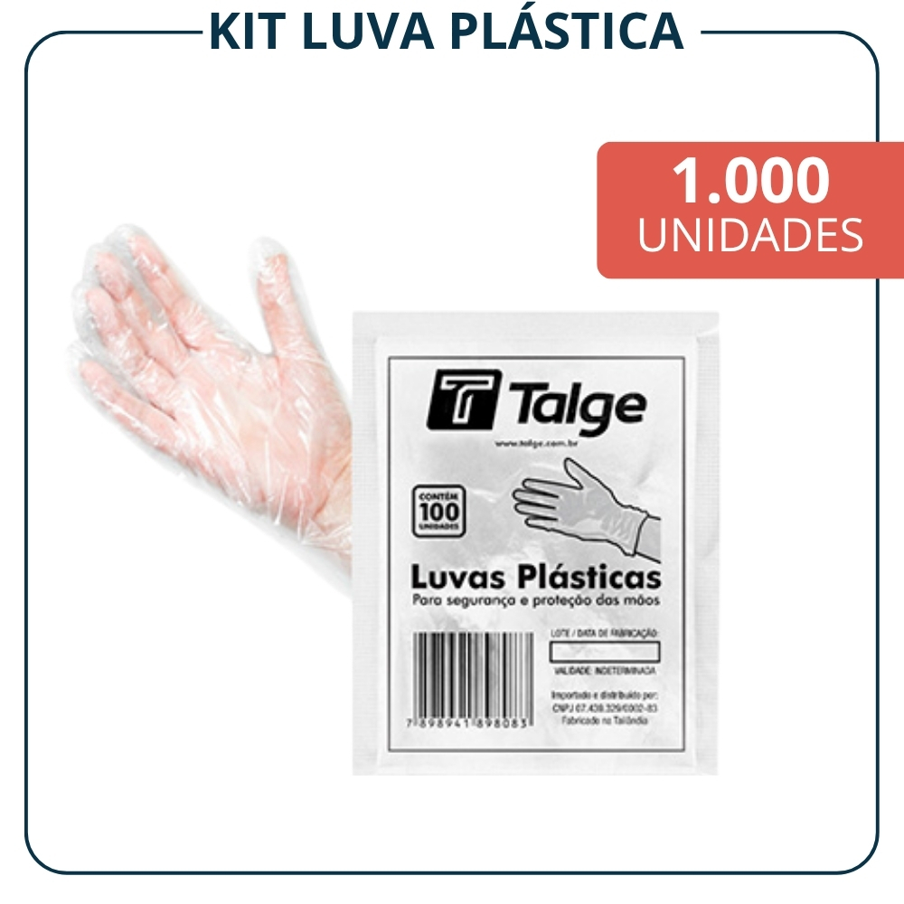 Luva Plastica Descartavel Trasparente 1000 Unidades