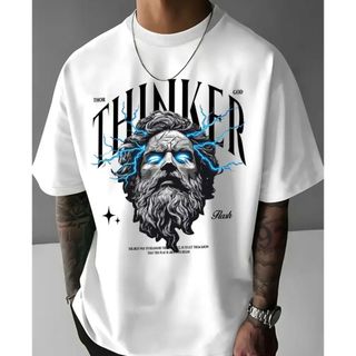 Camiseta Masculina Streetwear Estampa Zeus com Raios Estilo Urbano