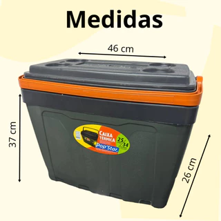 CAIXA TÉRMICA 25 LITROS COOLER POP STAR - 34 LATAS TAMPA COM PORTA COPOS