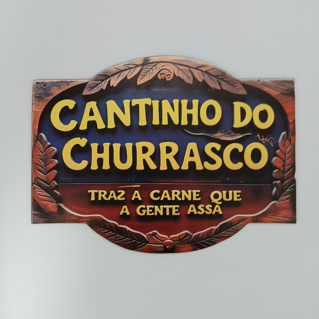 Placa Decorativa Cantinho do churrasco 32cm em MDF 2D
