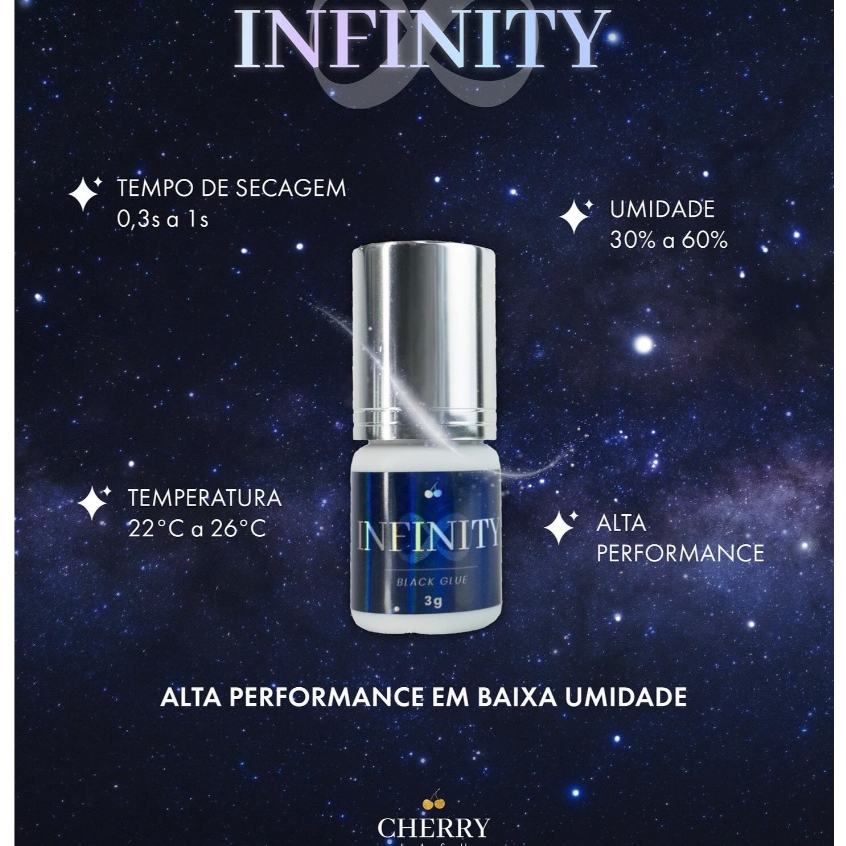 Cola Profissional para Extensão de Cílios Cherry Infinity Preta Secagem ...
