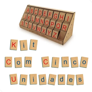 Kit Brinquedo Educativo Para Crianças -  Alfabeto Móvel Degrau Mdf Escolar 130 peças em Oferta na Shopee