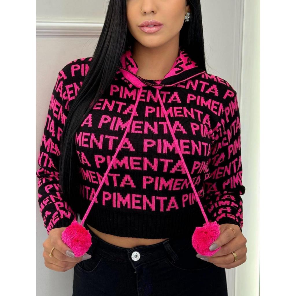 Cropped linho com pompom - lançamento Pimenta Original | Shopee Brasil
