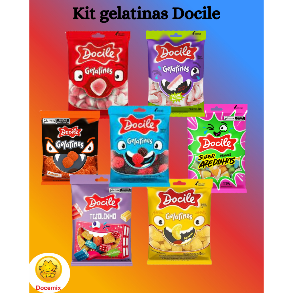 Kit Bala Docile Gelatinas Sortido 15g - DOCILE | Shopee Brasil