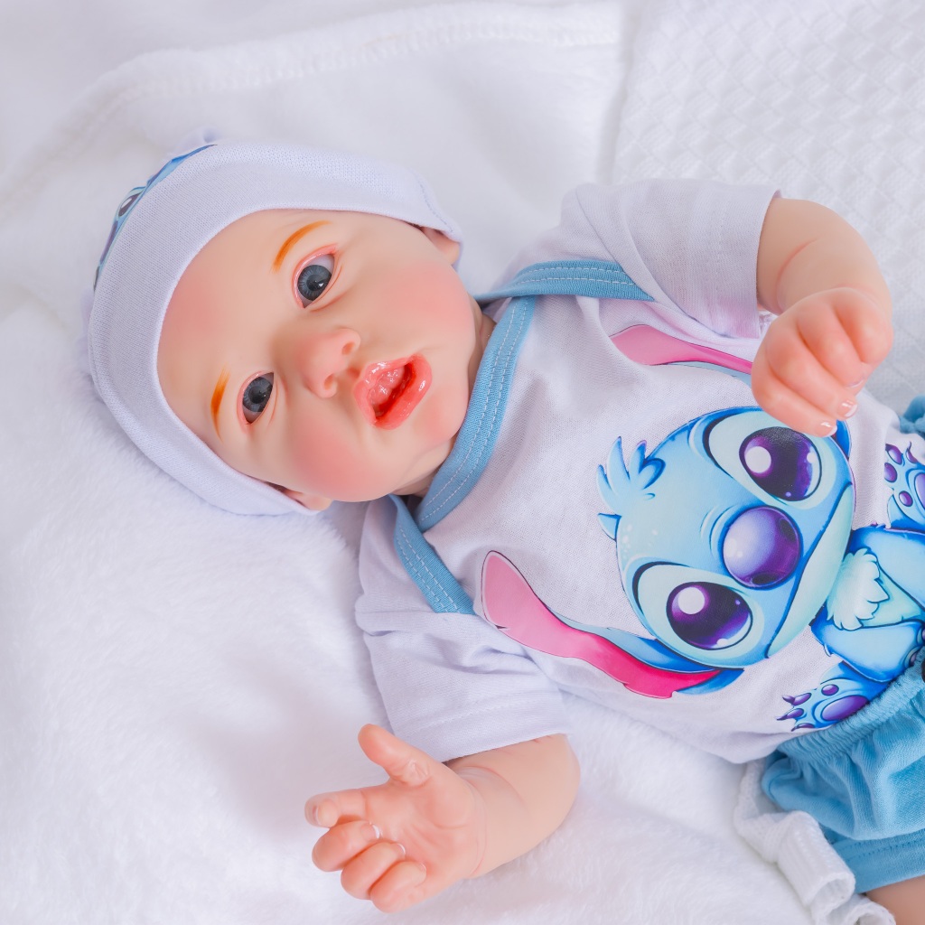Boneco Reborn Bebê Menino Saskia Stitch Realista Original de Silicone ...