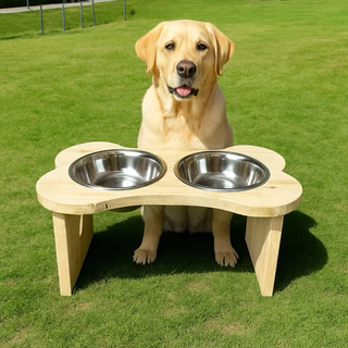 Comedouro Elevado Pet Bebedouro Cachorro Madeira Minimalista Porte Grande PROMOÇÃO