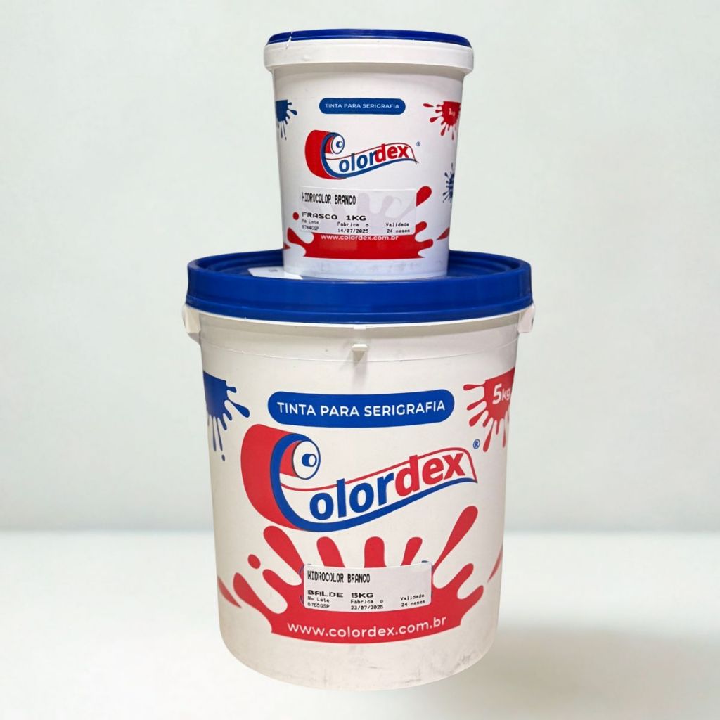 Tinta Tecido Hidrocolor Colordex Branco 1KG Serigrafia Silk Screen Estampa de Pintura branca