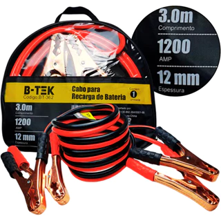 Cabo Auxiliar De Carga Chupeta De Bateria 1.200/2000amp Booster Cable- 2.5/3METRO em Oferta na Shopee