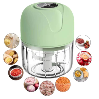 Mini Processador Elétrico de Alimentos Portátil com 3 lâminas de aço inox USB 250 ml Bivolt