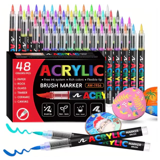 24/36/48 Pacote De Cores Em Linha Reta Líquido Cabeça Macia Caneta De Marca Acrílica Arte Desenho Específica Estudant