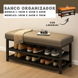 Banco Sapateira Estofado em MDF com Tecido Impermeável – Ideal para Quarto, Hall ou Closet