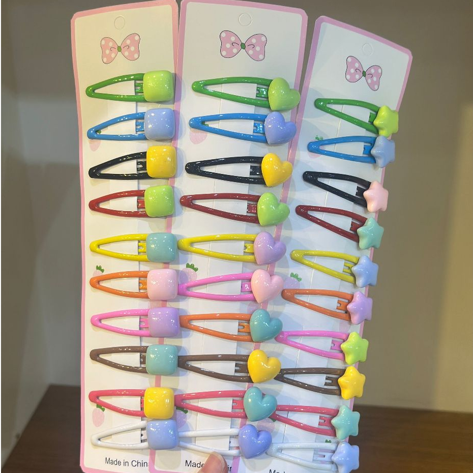 Kit com 10 Presilha de Cabelo Tic Tac Infantil Colorido | Shopee Brasil