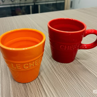 Jogo Xícaras Café Le Chef 4 Peças – Cerâmica Vermelha e Laranja Hauskraft