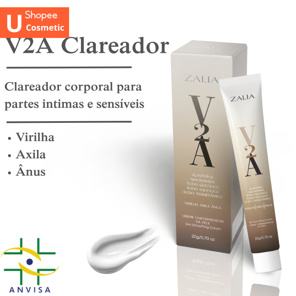 Hidratante Clareador V2A – Clareia Virilha, Ânus, Axilas, Joelhos, Cotovelos e Pescoço | Niacinamida