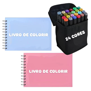Livro bobie goods de colorir Infantil Para Colorir+Kit 12/24 Canetas Marcadoras Ponta Dupla em Oferta na Shopee