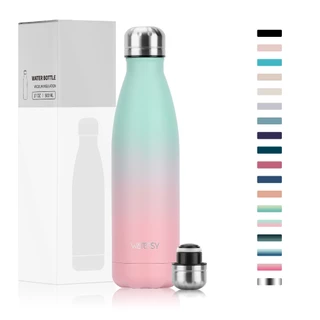 WATERSY Academia Garrafa Térmica Copo de Água Aço Inox Portátil para Esportes Futebol 500ml