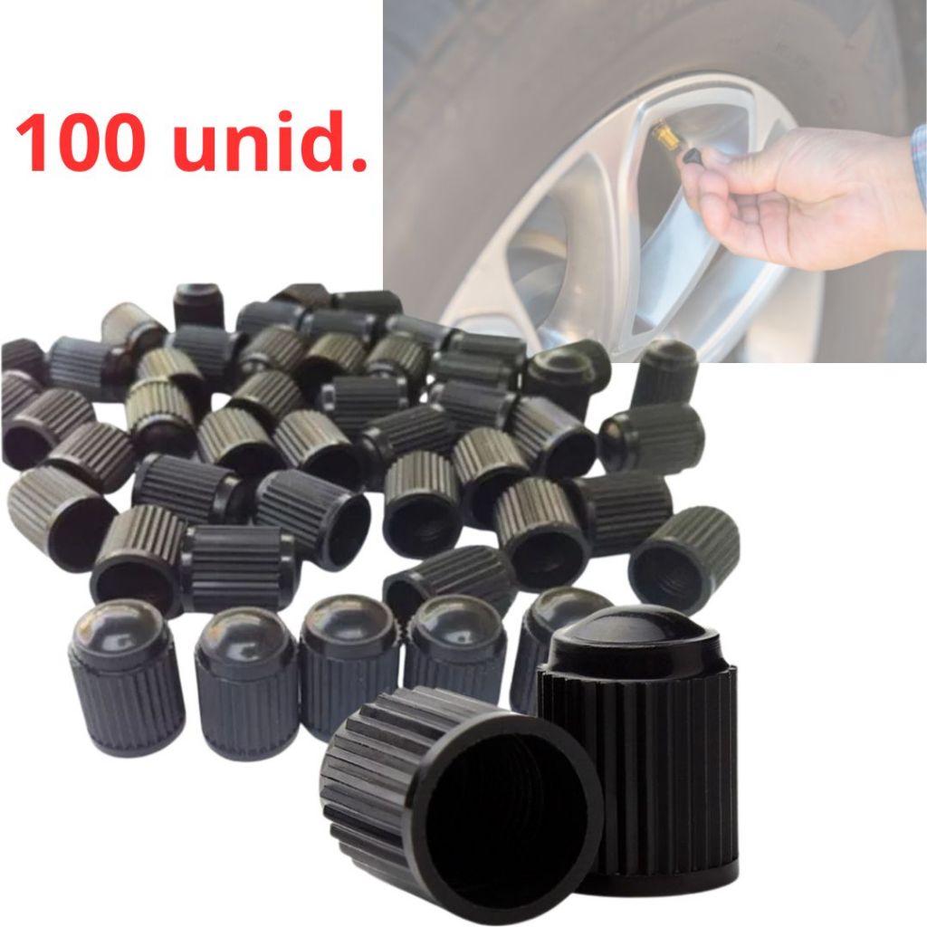 Kit 100 Tampinha Bico Pneu Carro Moto Bicicleta | Shopee Brasil