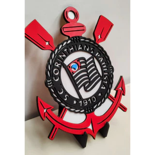 Quadro Decorativo Corinthians em MDF 3D – 24cm x 20cm – Acompanha Fita Dupla Face ou suporte de mesa
