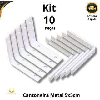 Kit 10 Cantoneiras em L Mini Mão Francesa 5x5cm Metal Resistente Moveis Moveleiro Marceneiro