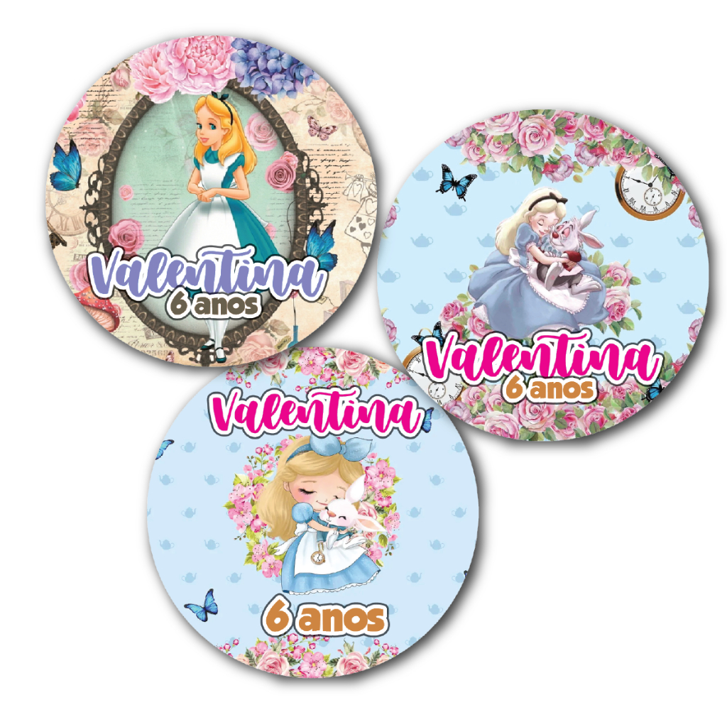 Kit 100 Tags Etiquetas Adesiva Alice - c/ Nome - p/ Roupas, Latinhas ...