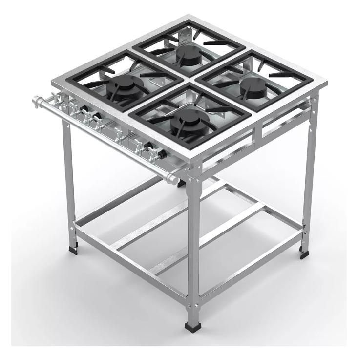 Fogão 4 Bocas Industrial Inox 100% Reforçado Baixa Pressão E