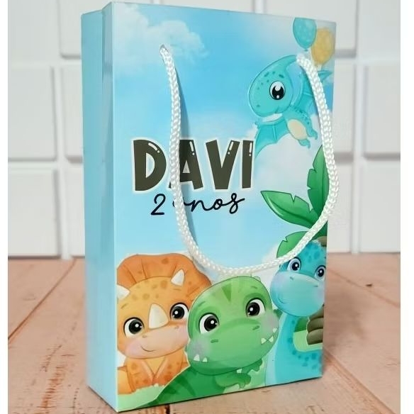 Sacolinha Personalizada Dino Baby dinossauro Lembrancinha festa Dino