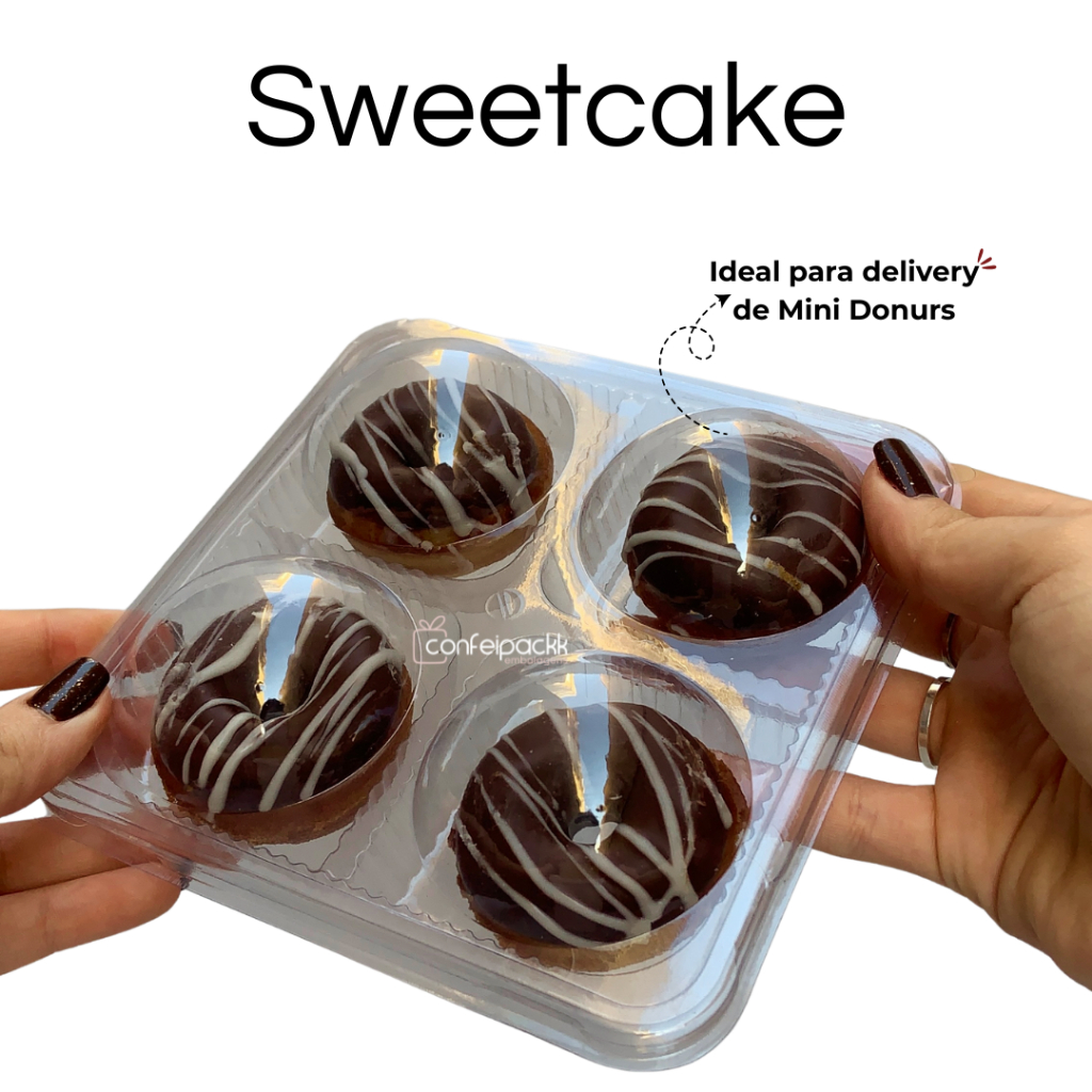 05 / 10 / 15 / 20un Embalagem para delivery de mini donuts com tampa ...