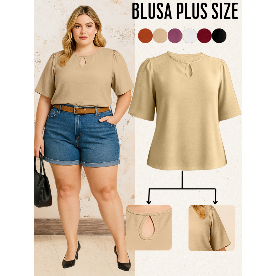 BLUSA PLUS SIZE FEMININA ELEGÁNTE SOCIAL BLUSAS FEMININAS CONFORTÁVEL ...