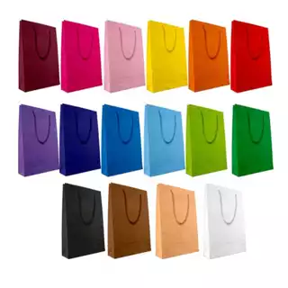 Sacola de Papel 25x17x6cm 10-50 unid - Diversas Cores Presente Bolsa Festa
