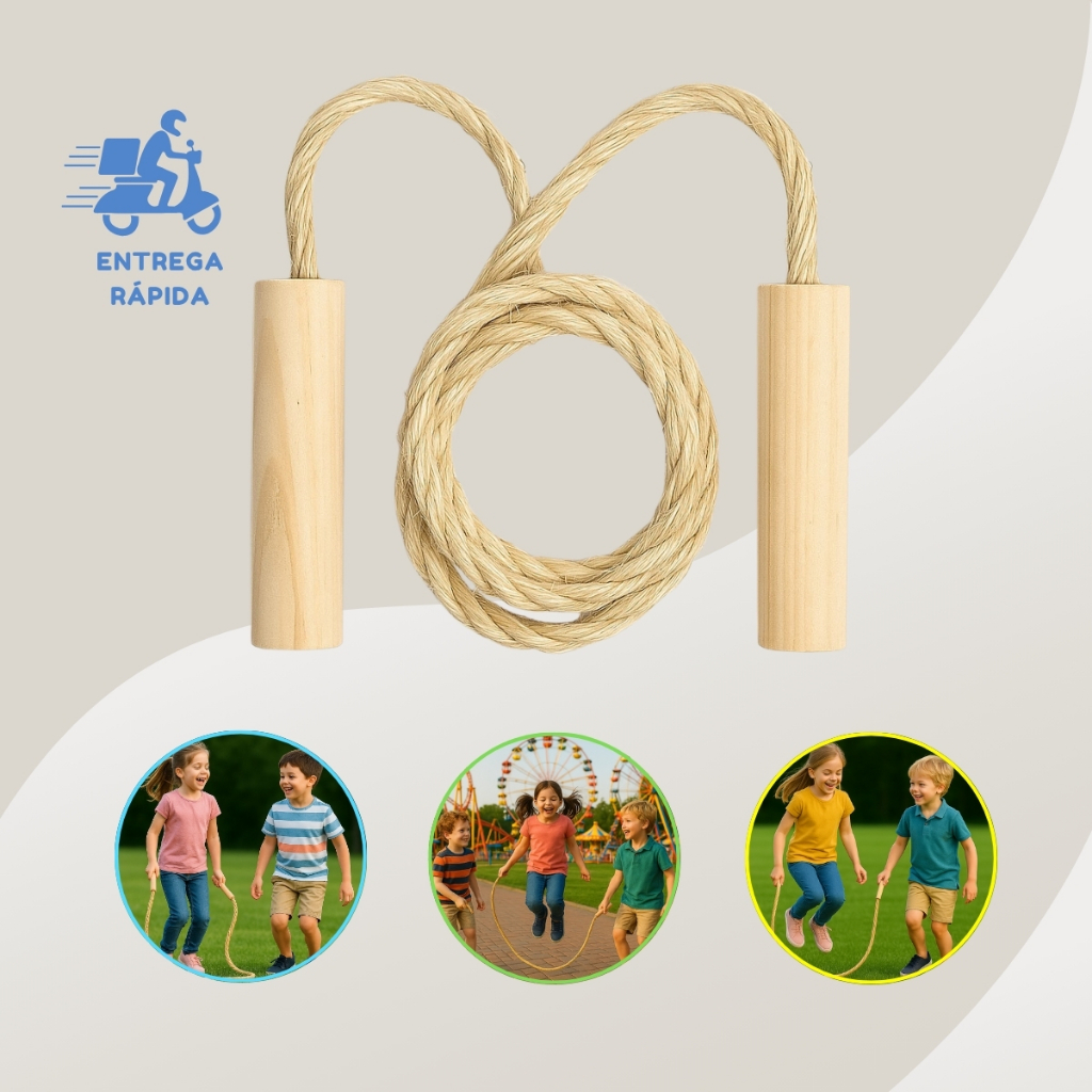 1 a 10 Pula Corda Infantil Sisal Prendas Cabos de Madeira Diversão ...