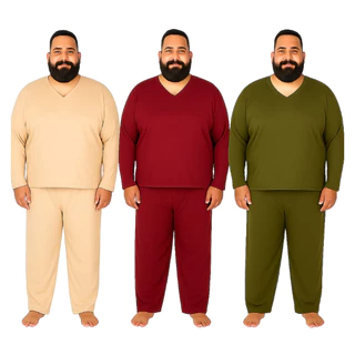 Pijama Masculino Plus Size de Inverno Malha – Manga Longa e Calça Comprida De Frio em Oferta na Shopee