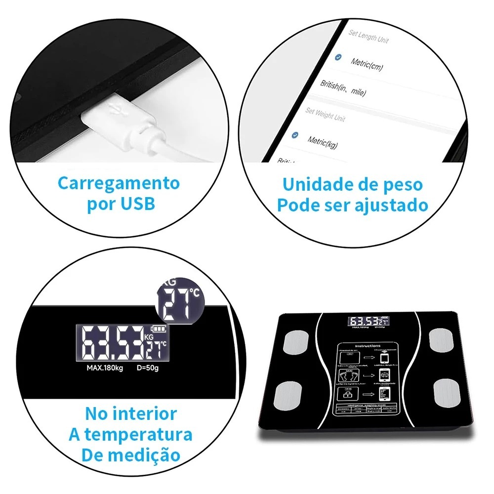 Escala de medição humana digital, impedância biológica, escala humana ...