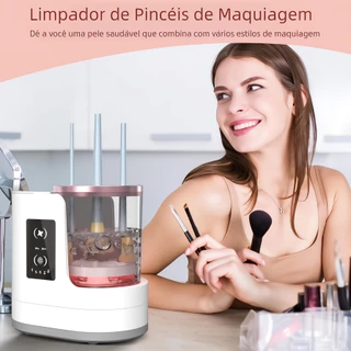 Máquina de Limpeza e Secagem de Pincéis de Maquiagem 3 em 1 Limpador Automático de Pincéis de Maquiagem Envio Imediato