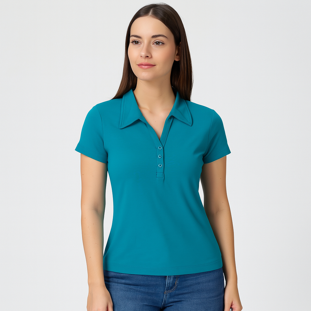 Blusa Gola Polo em Cotton decote V Lisa KB403-A | Shopee Brasil