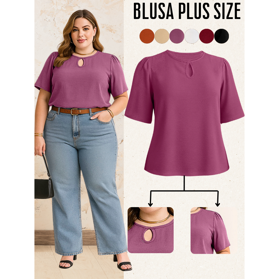 BLUSA PLUS SIZE FEMININA GRANDE BASICA BLUSAS FEMININAS BLUSINHA ...