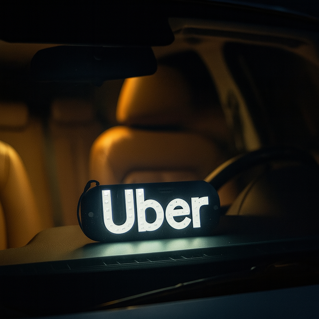 Placa de Identificação Uber com LED e Ventosa | Para Motorista de ...