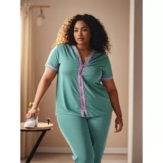 Pijama Plus Size Amamentação Americano Pós Parto Confortável com botões em malha em Oferta na Shopee