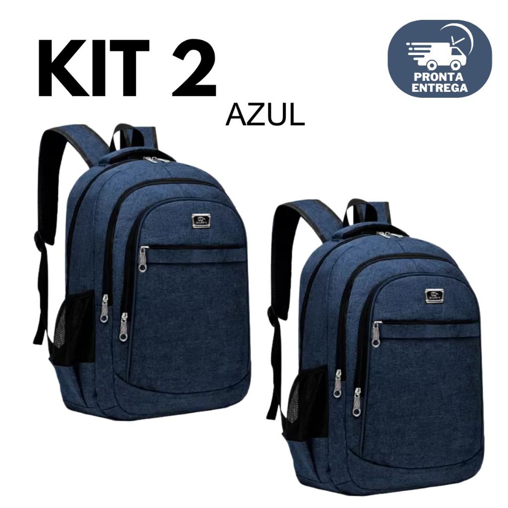 Kit 2 Mochilas Masculina Feminina Escola Trabalho Resistente Estilosa ...