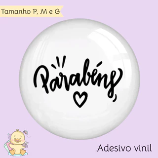 Adesivo Vinil "Parabéns" para bubbles, balões e bexigas - Aniversário