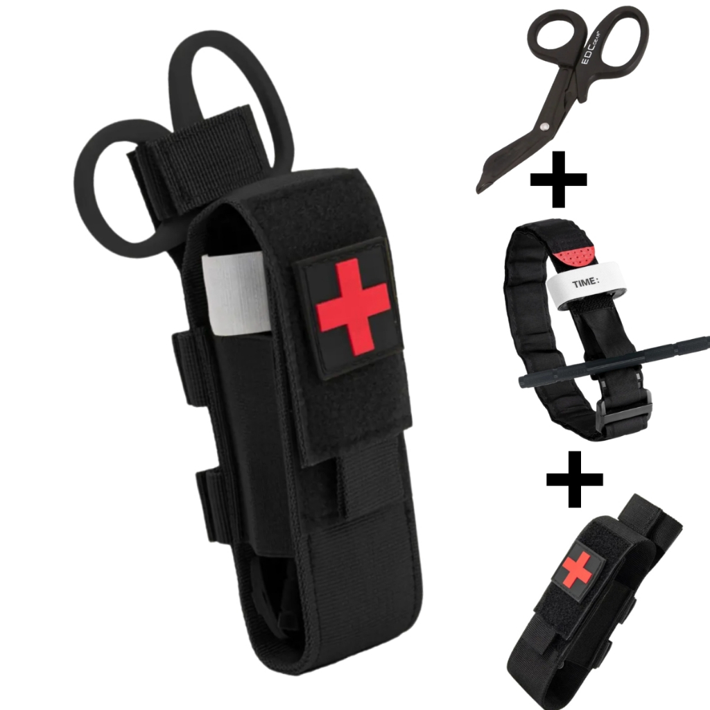 Torniquete Tático Haste Metal Tesoura Ponta Romba Porta Torniquete Modular EDC Ifak